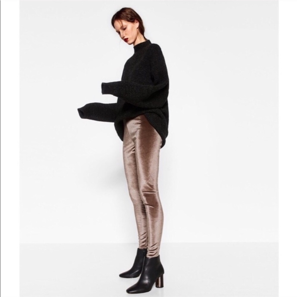 Zara bronze velvet leggins
